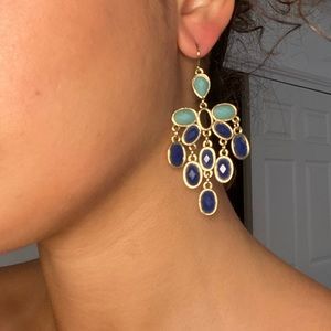 Dark Blue and Turquoise Statement Earrings